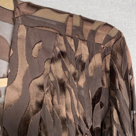 Chico's Sheer Brown Animal Print Blouse Jacket - Picture 6 of 8